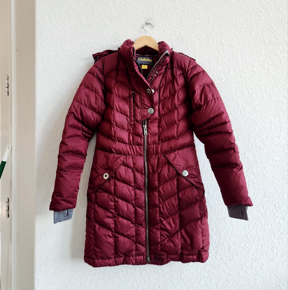 Cabela's Puffer Jacket Women’s S red/burgundy  650 Down Jacket